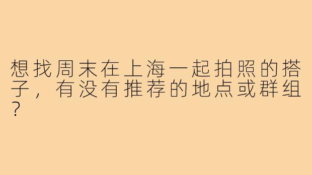 想找周末在上海一起拍照的搭子，有没有推荐的地点或群组？