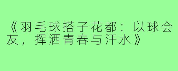《羽毛球搭子花都:以球会友,挥洒青春与汗水》