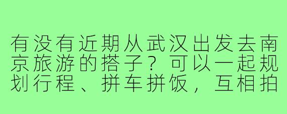有没有近期从武汉出发去南京旅游的搭子？可以一起规划行程、拼车拼饭，互相拍照~