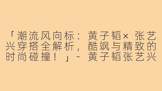 「潮流风向标：黄子韬×张艺兴穿搭全解析，酷飒与精致的时尚碰撞！」-黄子韬张艺兴穿搭合集