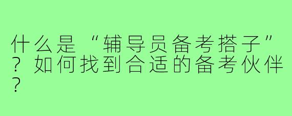 什么是“辅导员备考搭子”？如何找到合适的备考伙伴？