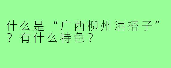 什么是“广西柳州酒搭子”？有什么特色？