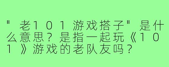 "老101游戏搭子"是什么意思？是指一起玩《101》游戏的老队友吗？