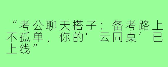 “考公聊天搭子：备考路上不孤单，你的‘云同桌’已上线”