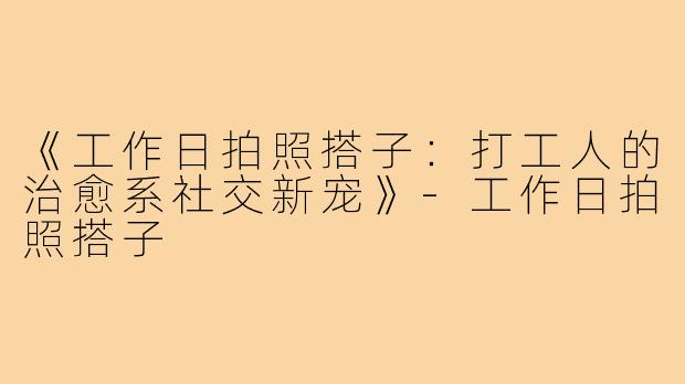 《工作日拍照搭子：打工人的治愈系社交新宠》