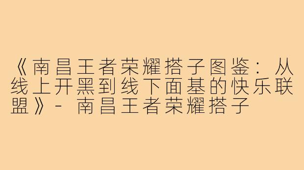 《南昌王者荣耀搭子图鉴：从线上开黑到线下面基的快乐联盟》