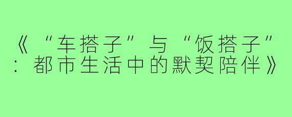 《“车搭子”与“饭搭子”：都市生活中的默契陪伴》