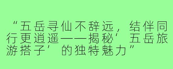 “五岳寻仙不辞远，结伴同行更逍遥——揭秘‘五岳旅游搭子’的独特魅力”