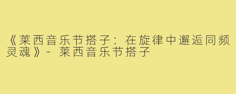 《莱西音乐节搭子：在旋律中邂逅同频灵魂》