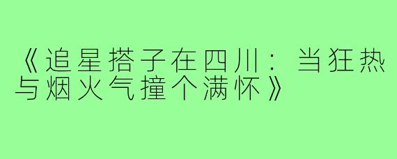 《追星搭子在四川：当狂热与烟火气撞个满怀》