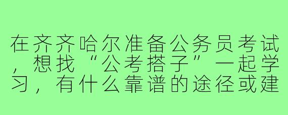 在齐齐哈尔准备公务员考试，想找“公考搭子”一起学习，有什么靠谱的途径或建议吗？