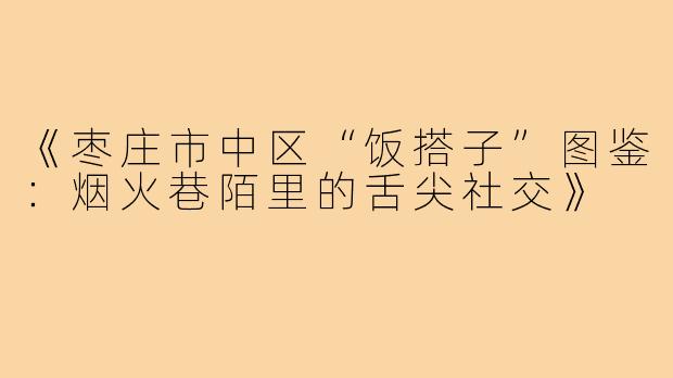 《枣庄市中区“饭搭子”图鉴:烟火巷陌里的舌尖社交》