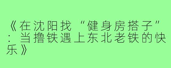 《在沈阳找“健身房搭子”:当撸铁遇上东北老铁的快乐》