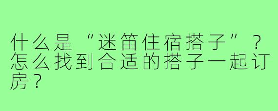 什么是“迷笛住宿搭子”?怎么找到合适的搭子一起订房?
