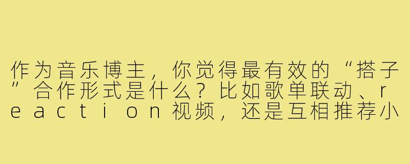 作为音乐博主,你觉得最有效的“搭子”合作形式是什么?比如歌单联动、reaction视频,还是互相推荐小众作品?-音乐博主搭子