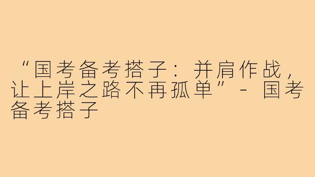 “国考备考搭子：并肩作战，让上岸之路不再孤单”-国考备考搭子