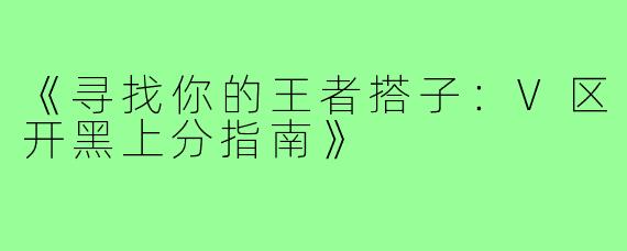 《寻找你的王者搭子：V区开黑上分指南》