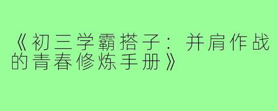 《初三学霸搭子：并肩作战的青春修炼手册》
