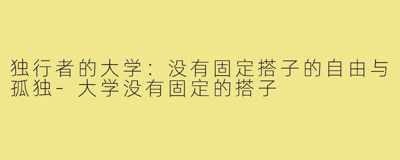 独行者的大学：没有固定搭子的自由与孤独-大学没有固定的搭子