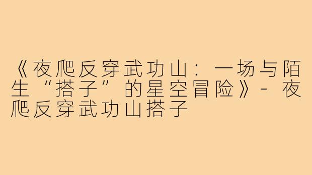 《夜爬反穿武功山：一场与陌生“搭子”的星空冒险》