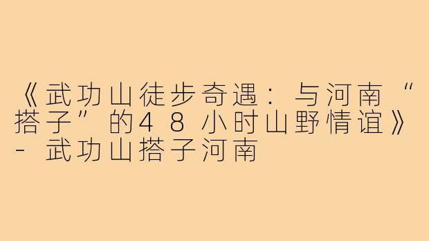 《武功山徒步奇遇：与河南“搭子”的48小时山野情谊》-武功山搭子河南