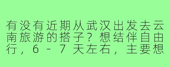 有没有近期从武汉出发去云南旅游的搭子？想结伴自由行，6-7天左右，主要想去大理、丽江，预算3k-4k，时间灵活可商量！
