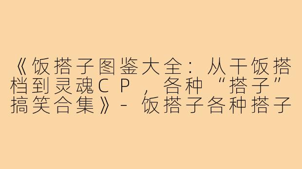 《饭搭子图鉴大全：从干饭搭档到灵魂CP，各种“搭子”搞笑合集》