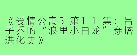 《爱情公寓5第11集:吕子乔的“浪里小白龙”穿搭进化史》