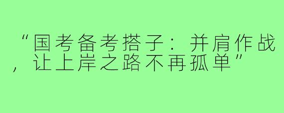 “国考备考搭子：并肩作战，让上岸之路不再孤单”