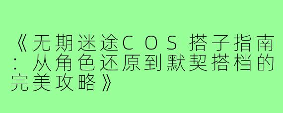 《无期迷途COS搭子指南：从角色还原到默契搭档的完美攻略》