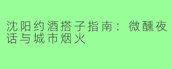 沈阳约酒搭子指南：微醺夜话与城市烟火