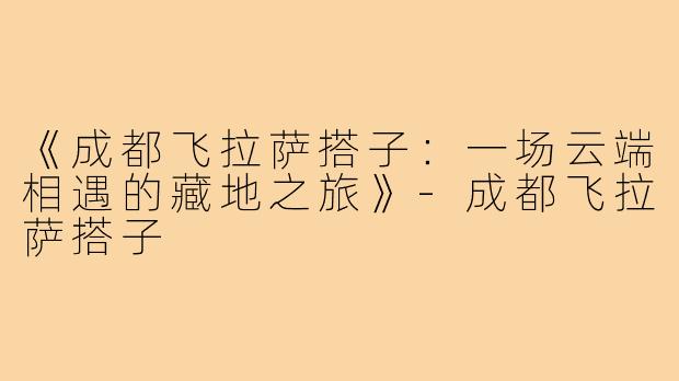 《成都飞拉萨搭子:一场云端相遇的藏地之旅》-成都飞拉萨搭子