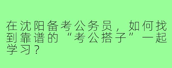 在沈阳备考公务员,如何找到靠谱的“考公搭子”一起学习?