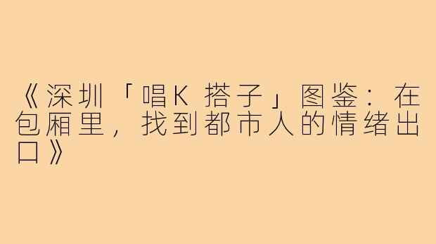 《深圳「唱K搭子」图鉴：在包厢里，找到都市人的情绪出口》