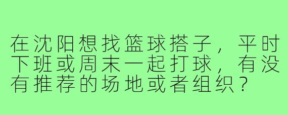 在沈阳想找篮球搭子,平时下班或周末一起打球,有没有推荐的场地或者组织?