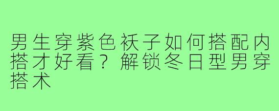 男生穿紫色袄子如何搭配内搭才好看?解锁冬日型男穿搭术
