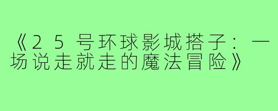 《25号环球影城搭子:一场说走就走的魔法冒险》