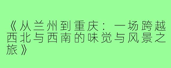 《从兰州到重庆：一场跨越西北与西南的味觉与风景之旅》