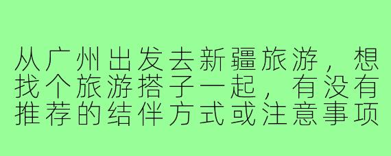 从广州出发去新疆旅游，想找个旅游搭子一起，有没有推荐的结伴方式或注意事项？