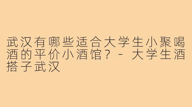 武汉有哪些适合大学生小聚喝酒的平价小酒馆？