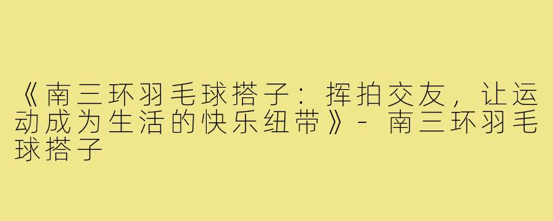 《南三环羽毛球搭子:挥拍交友,让运动成为生活的快乐纽带》-南三环羽毛球搭子
