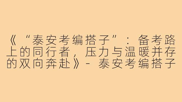 《“泰安考编搭子”：备考路上的同行者，压力与温暖并存的双向奔赴》-泰安考编搭子