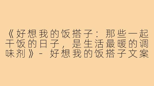 《好想我的饭搭子:那些一起干饭的日子,是生活最暖的调味剂》-好想我的饭搭子文案
