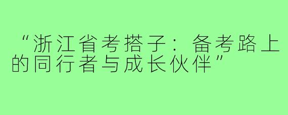 “浙江省考搭子：备考路上的同行者与成长伙伴”