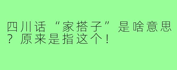 四川话“家搭子”是啥意思？原来是指这个！