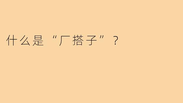 什么是“厂搭子”？