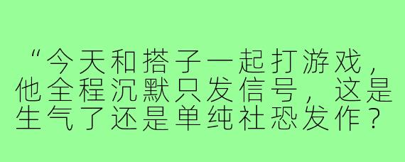 “今天和搭子一起打游戏,他全程沉默只发信号,这是生气了还是单纯社恐发作?”