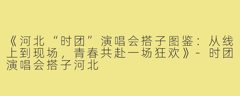 《河北“时团”演唱会搭子图鉴：从线上到现场，青春共赴一场狂欢》-时团演唱会搭子河北