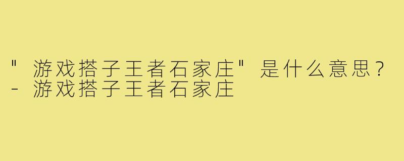 "游戏搭子王者石家庄"是什么意思？