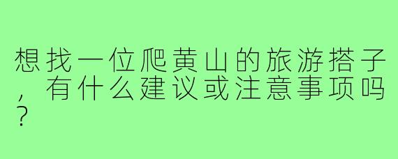 想找一位爬黄山的旅游搭子,有什么建议或注意事项吗?
